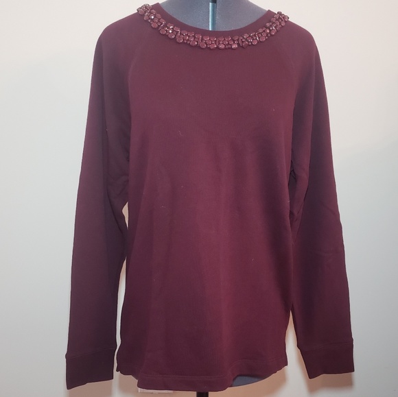 J. Crew purple jewelled neck sweater - Picture 1 of 5